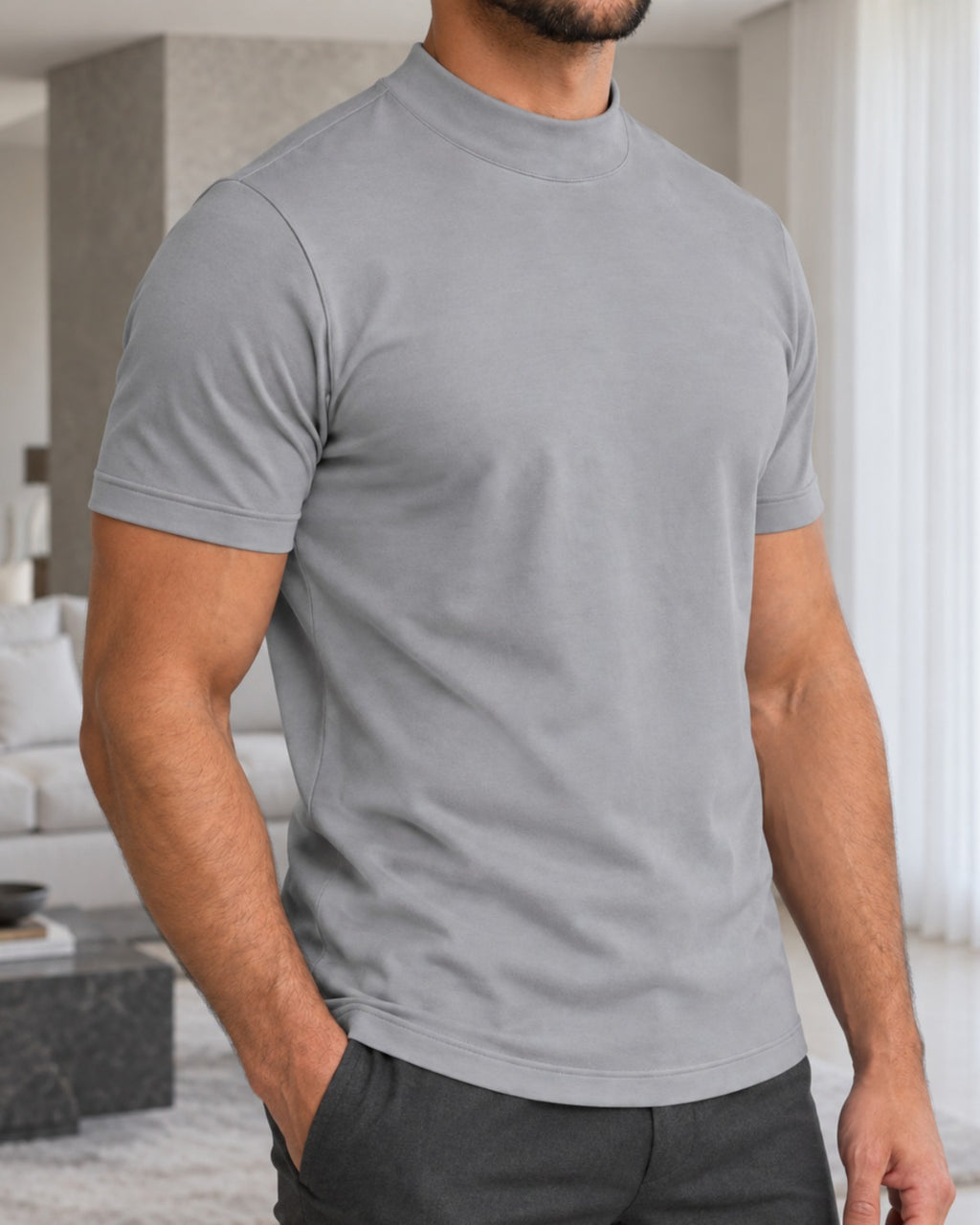 Camiseta de Gola Alta e Manga Curta - Firenze