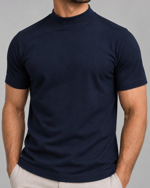 Camiseta de Gola Alta e Manga Curta - Firenze