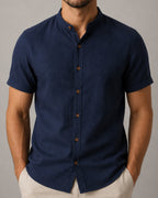 Camisa Gola Padre Efeito Linho - Varenna