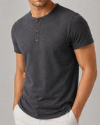 Camiseta Henley Manga Curta em Algodão - Modena