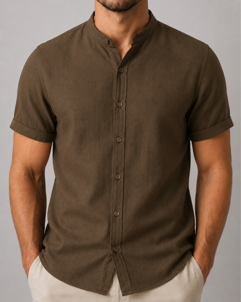 Camisa Gola Padre Efeito Linho - Varenna