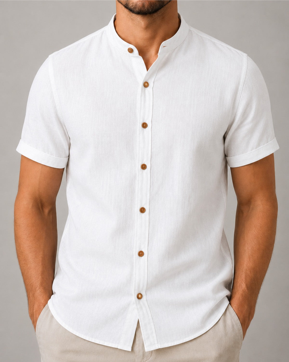 Camisa Gola Padre Efeito Linho - Varenna