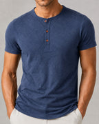 Camiseta Henley Manga Curta em Algodão - Modena