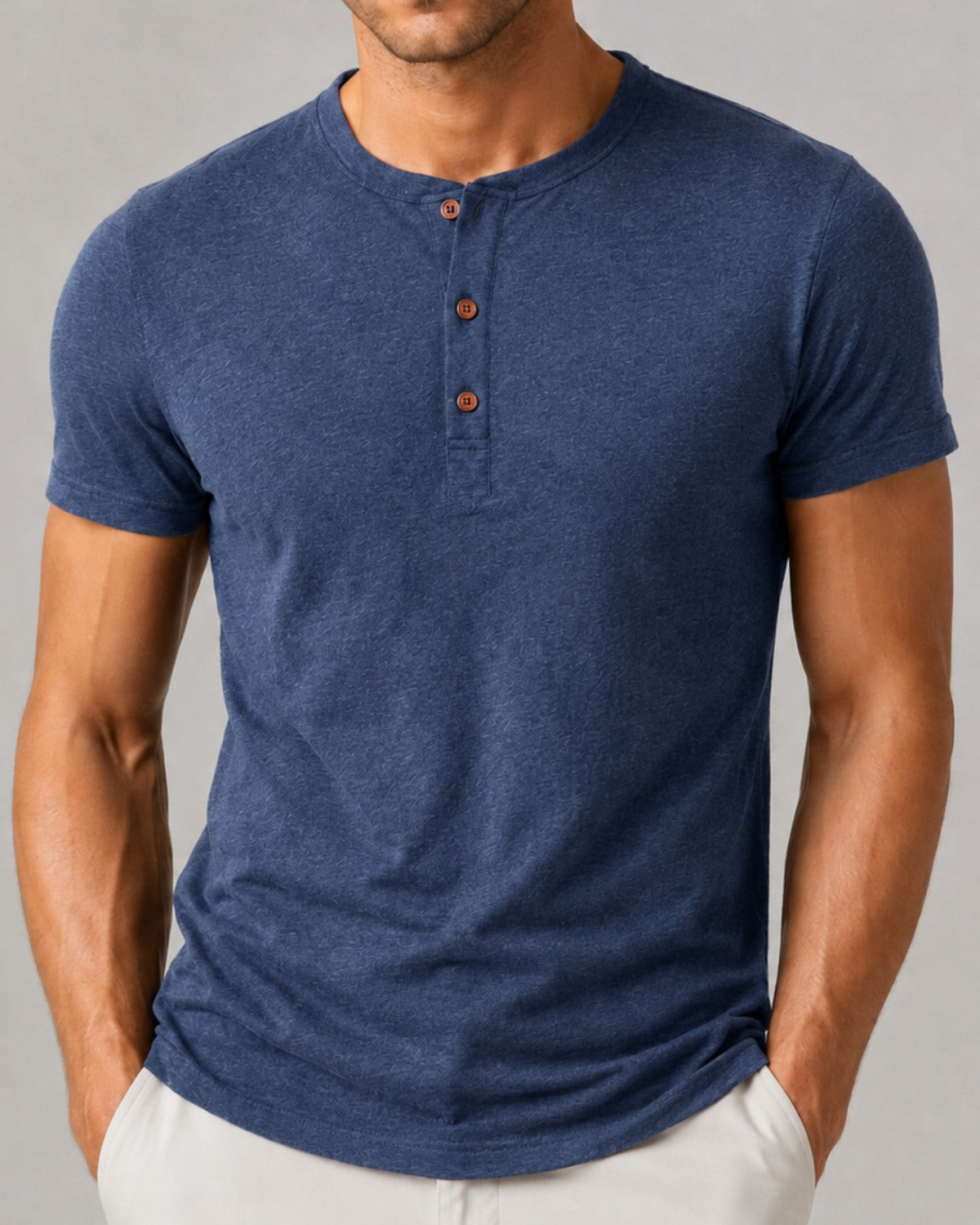 Camiseta Henley Manga Curta em Algodão - Modena