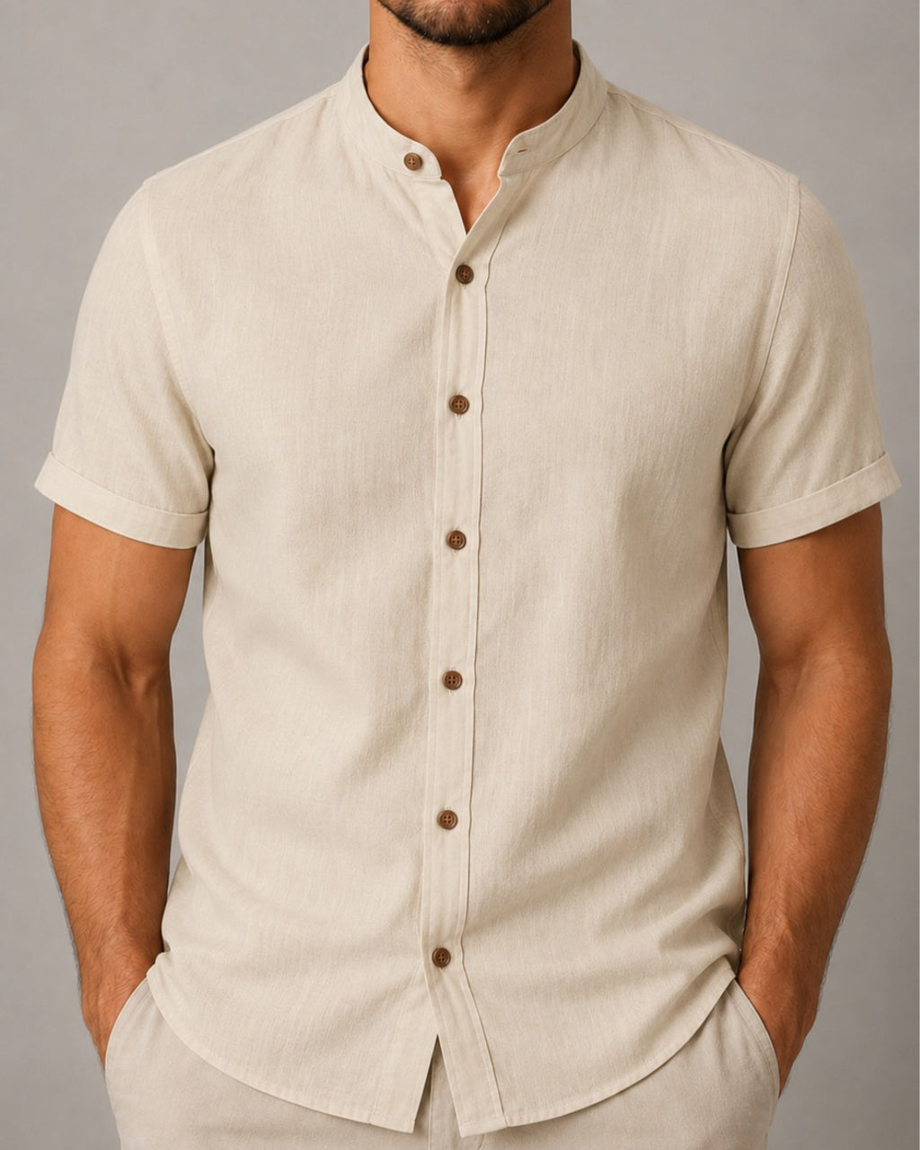 Camisa Gola Padre Efeito Linho - Varenna
