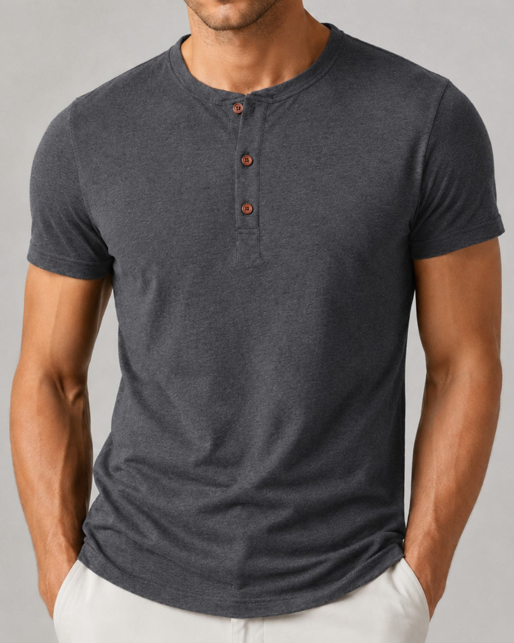 Camiseta Henley Manga Curta em Algodão - Modena