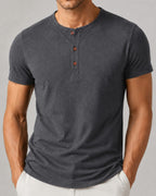 Camiseta Henley Manga Curta em Algodão - Modena
