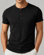 Camiseta Henley Manga Curta em Algodão - Modena