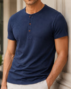Camiseta Henley Manga Curta em Algodão - Modena