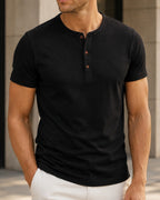 Camiseta Henley Manga Curta em Algodão - Modena