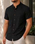 Camisa Gola Padre Efeito Linho - Varenna