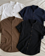 Camisa Gola Padre Efeito Linho - Varenna