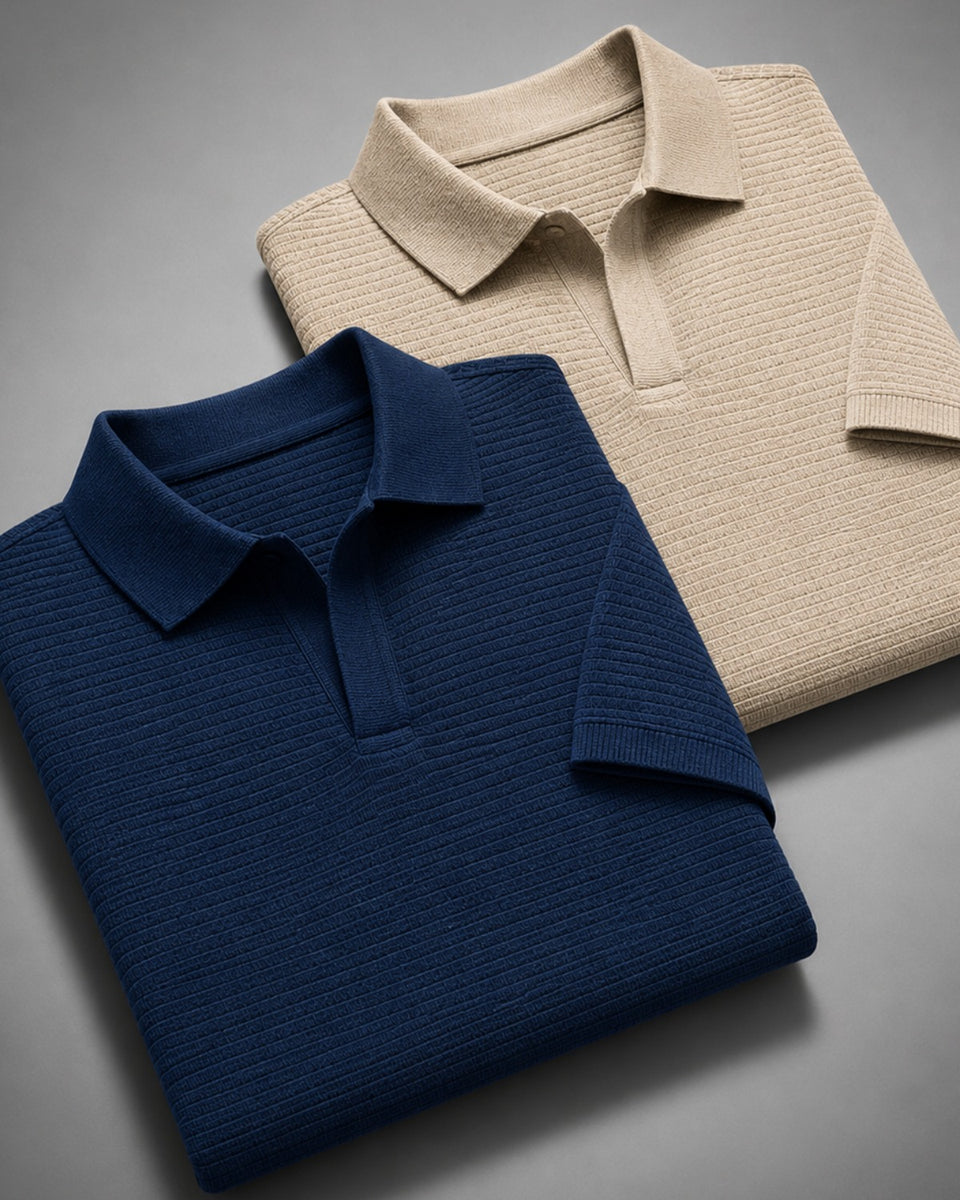 Kit 2x Camisa Polo Texturizada Sem Botões - Ravello