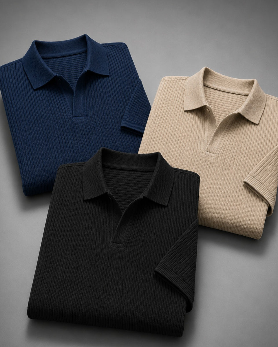 Kit 3x Camisa Polo Texturizada Sem Botões - Ravello