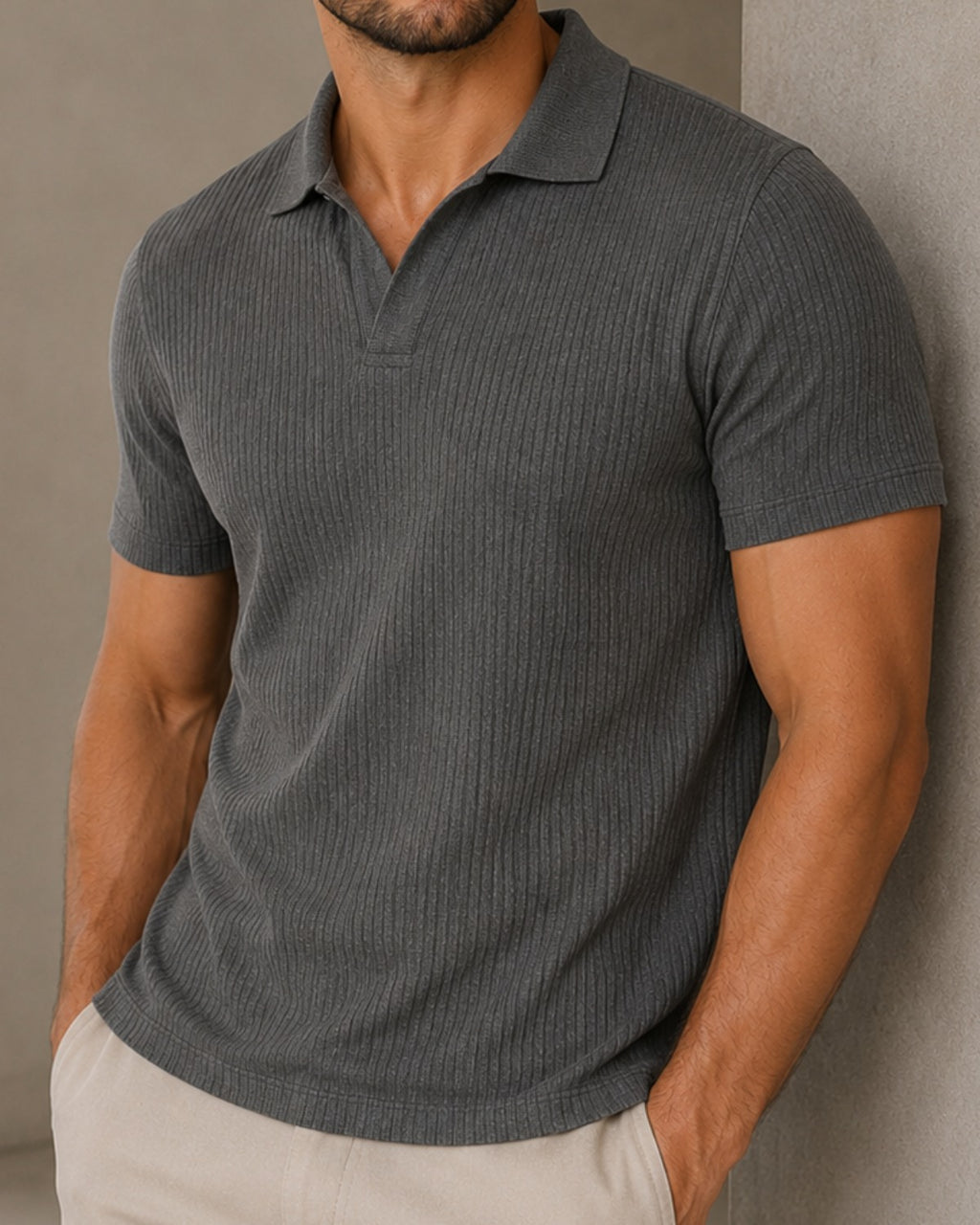 Camisa Polo Texturizada Sem Botões - Ravello