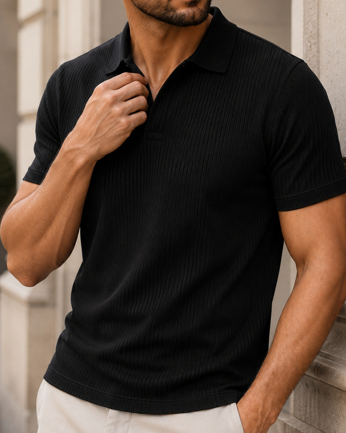 Camisa Polo Texturizada Sem Botões - Ravello