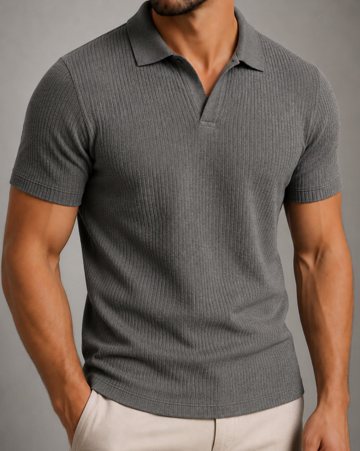 Camisa Polo Texturizada Sem Botões - Ravello