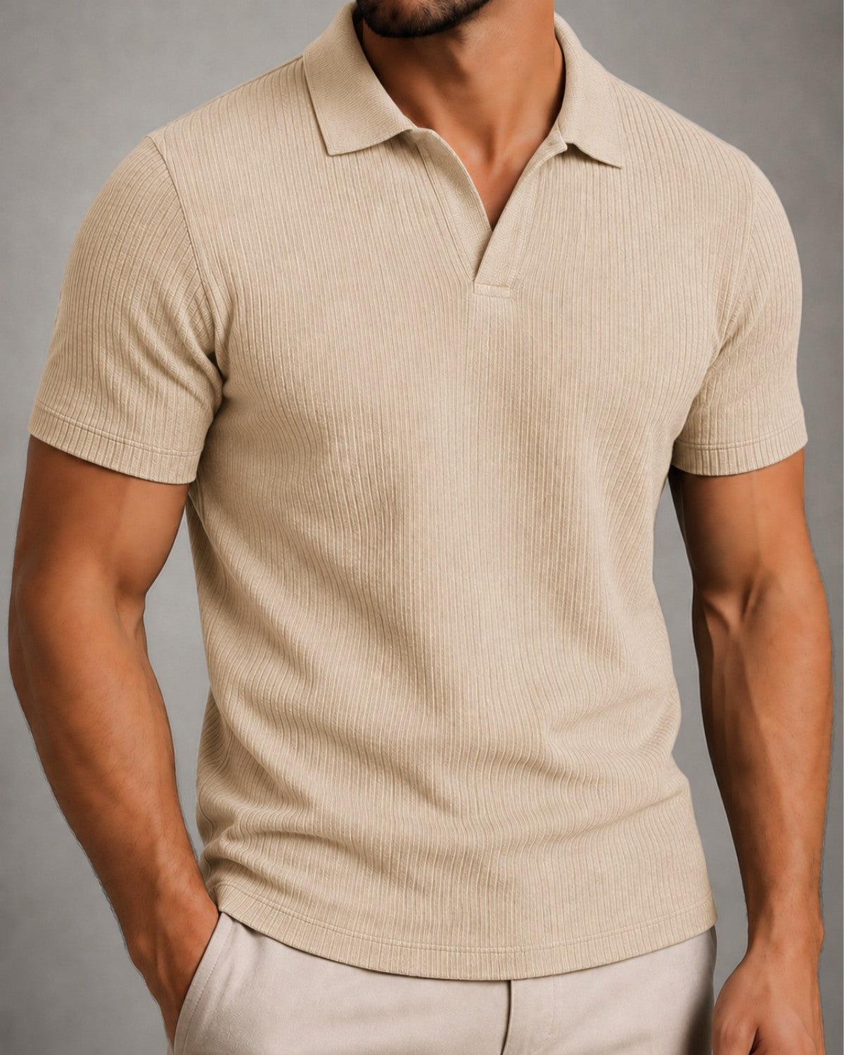 Camisa Polo Texturizada Sem Botões - Ravello