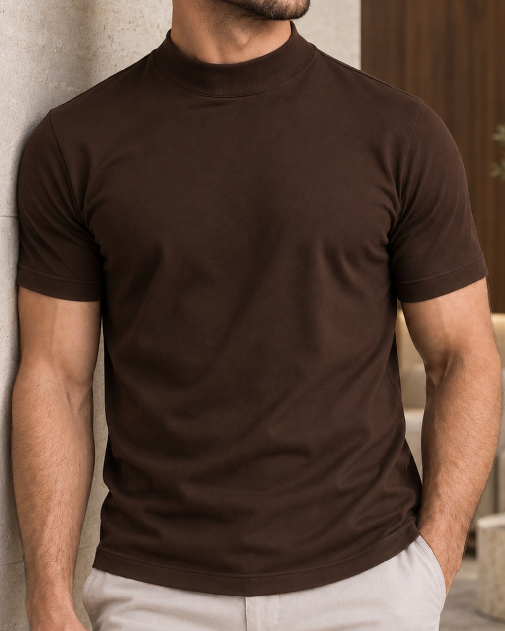 Camiseta de Gola Alta e Manga Curta - Firenze