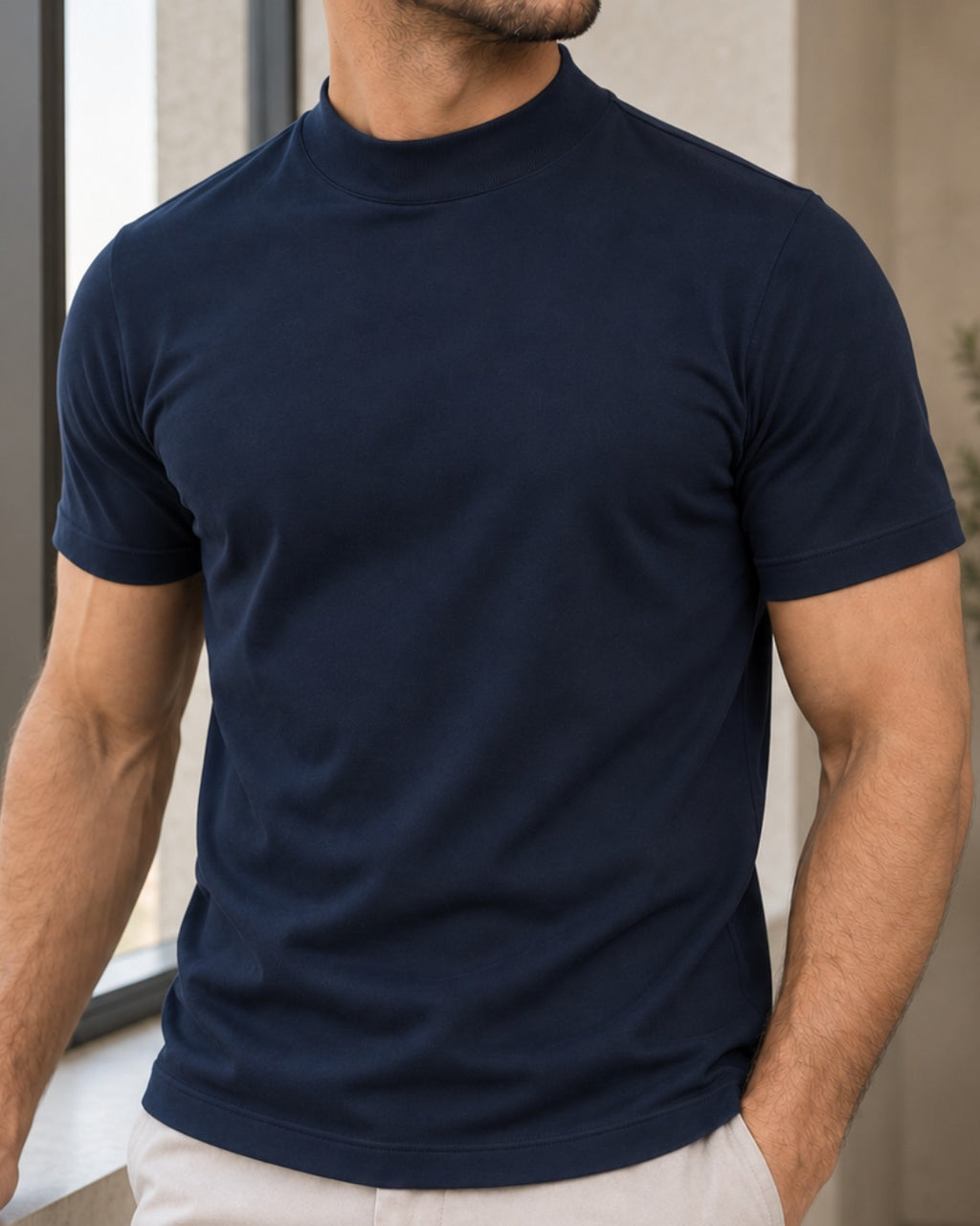 Camiseta de Gola Alta e Manga Curta - Firenze