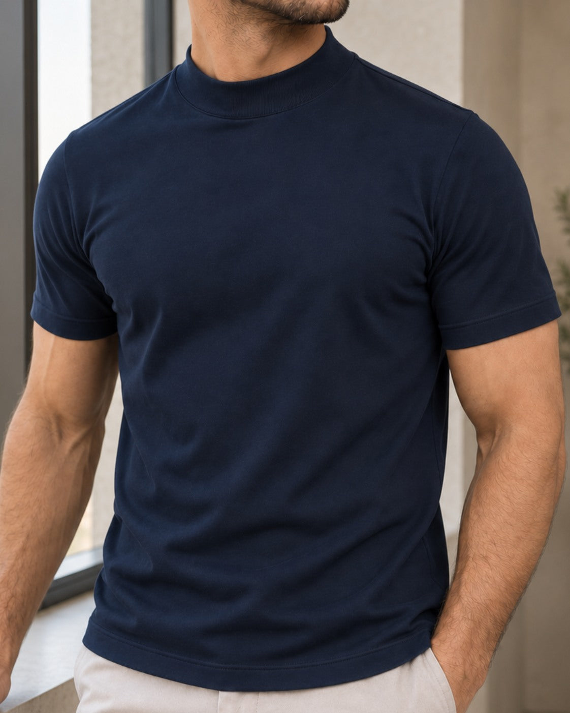 Camiseta de Gola Alta e Manga Curta - Firenze
